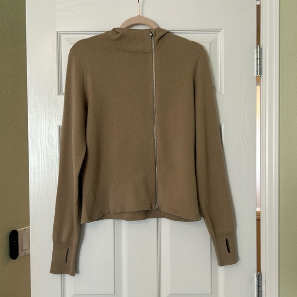 Nike Tops - Nike Tan Zip-Front Hooded Sweatshirt